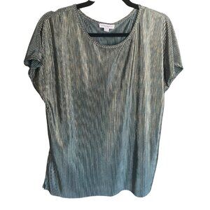 carolina belle montreal blue & gold iridescent blouse size medium